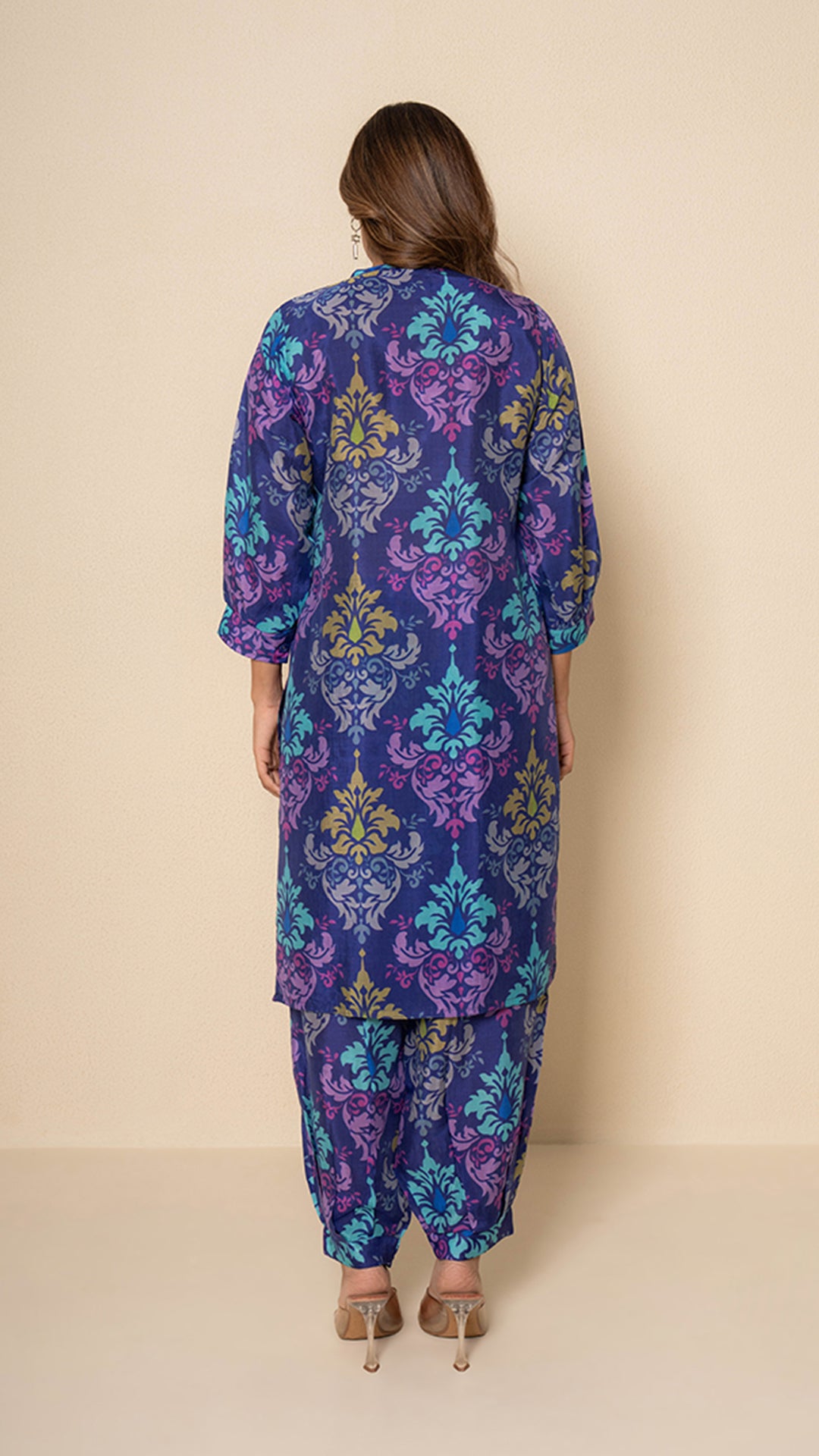 Canvas Blue Digital Print Bamboo Silk Kurta Set