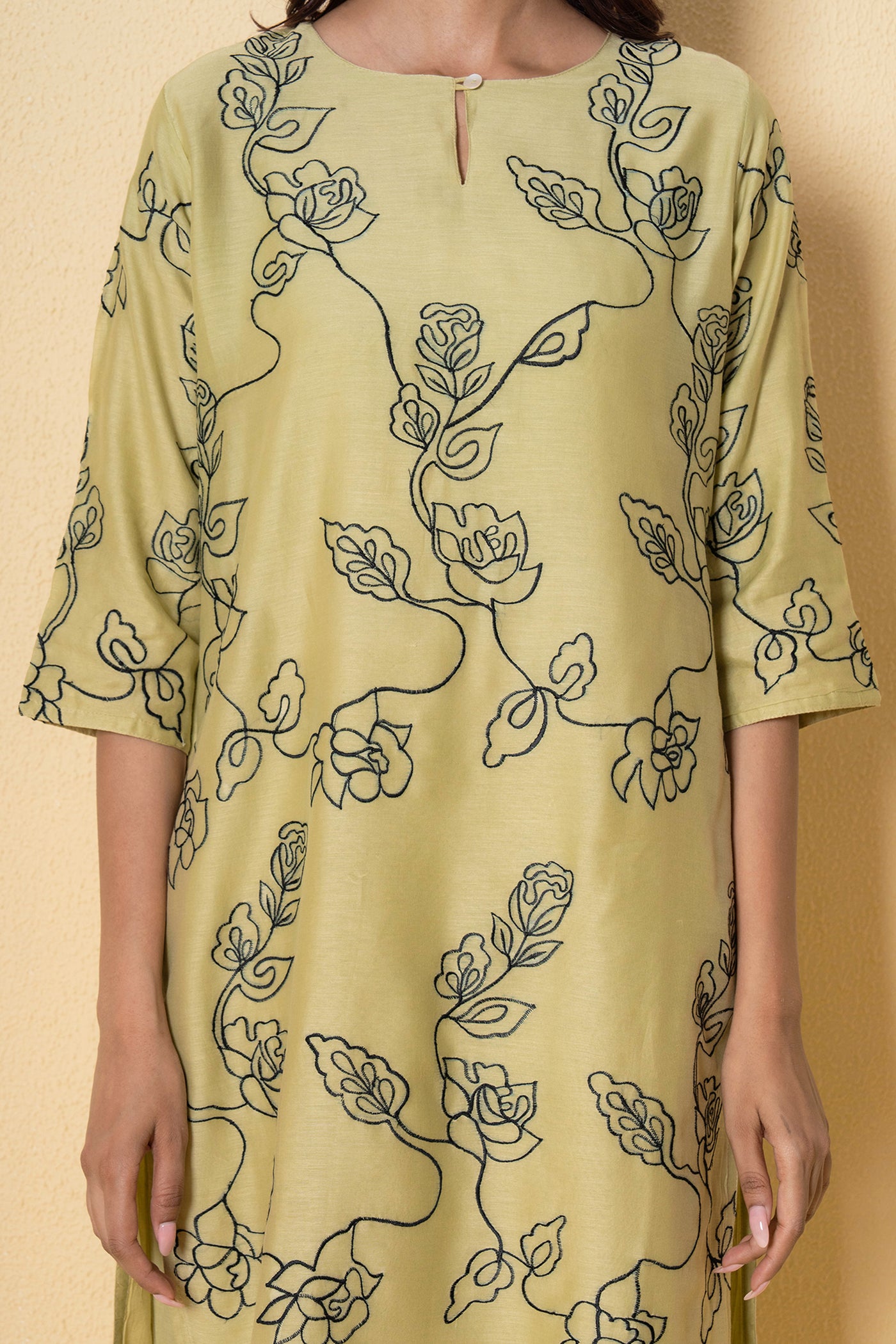 Soft Pistachio Embroidered Chanderi Kurta Set