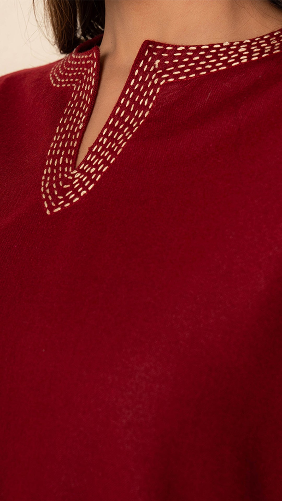 Deep Amber Wool Red Maroon Kurta Set