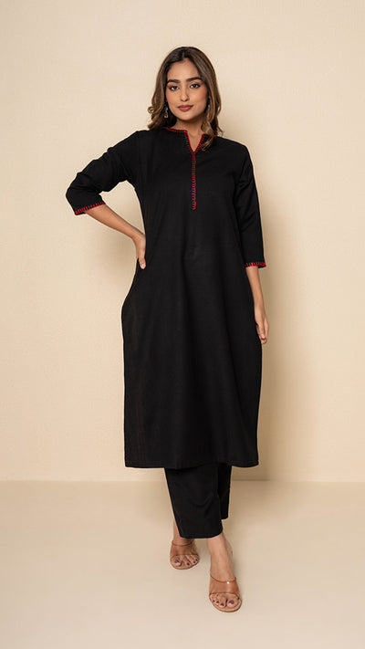 Black Haven Wool Kurta Set