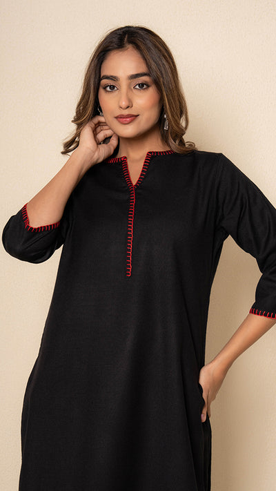 Black Haven Wool Kurta Set