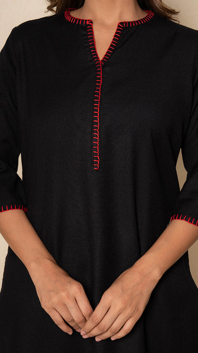 Black Haven Wool Kurta Set