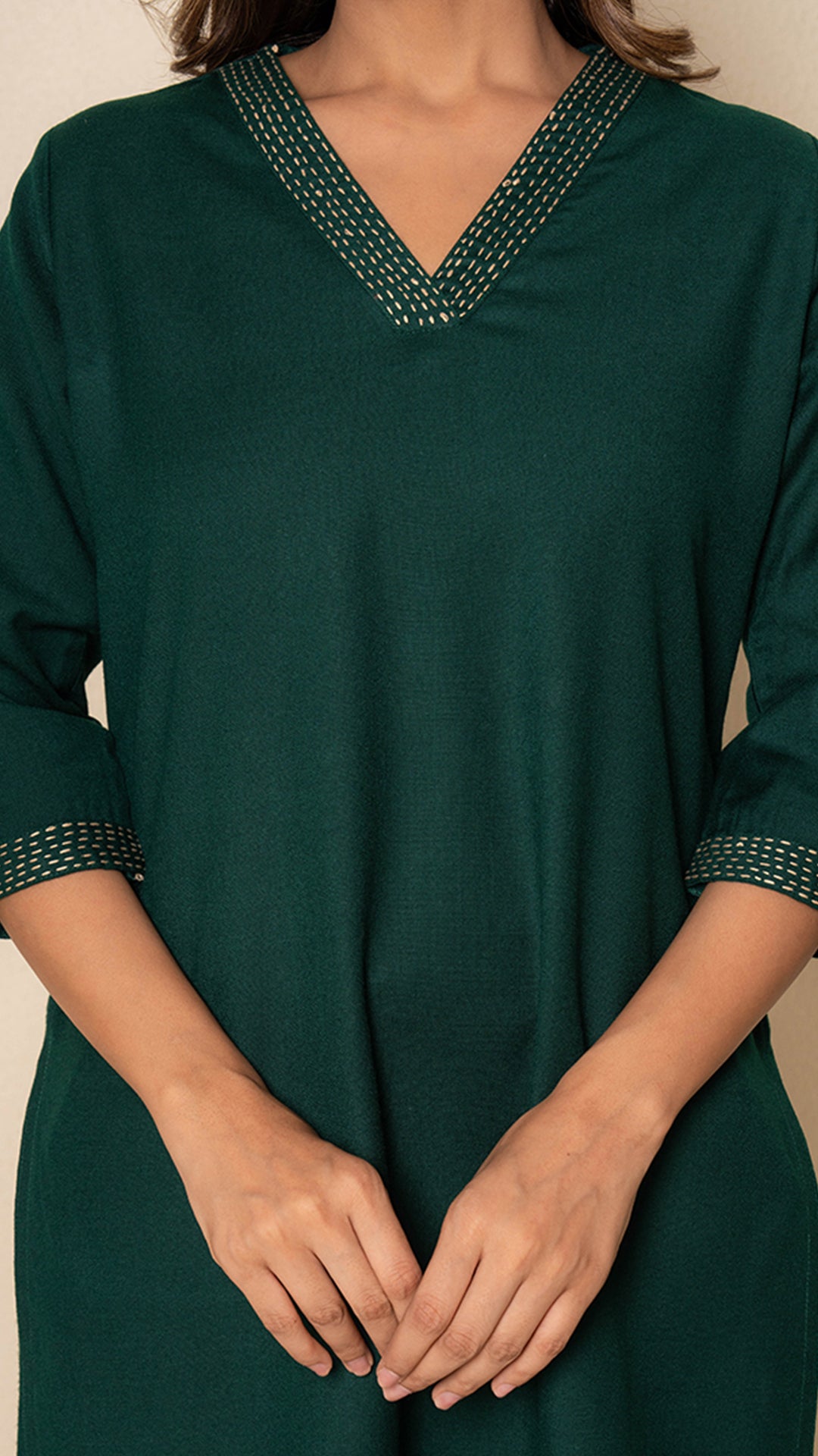 Emerald Dusk Wool Green Kurta Set