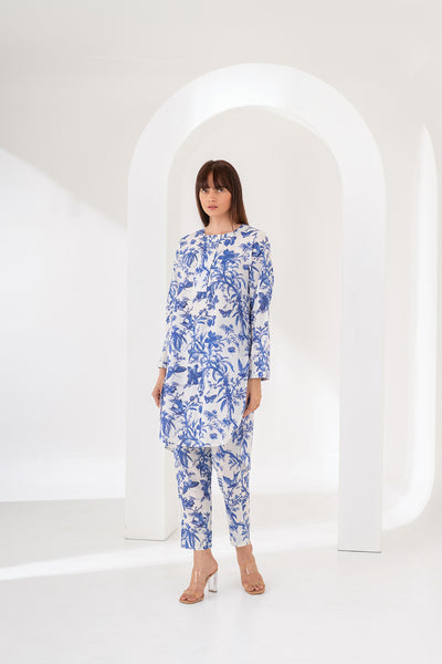 Blue Blossom Floral Print Cotton Co-ord Set