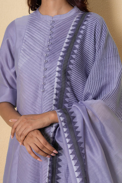 Lavender Haze Block Print Chanderi Suit Set