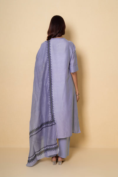 Lavender Haze Block Print Chanderi Suit Set