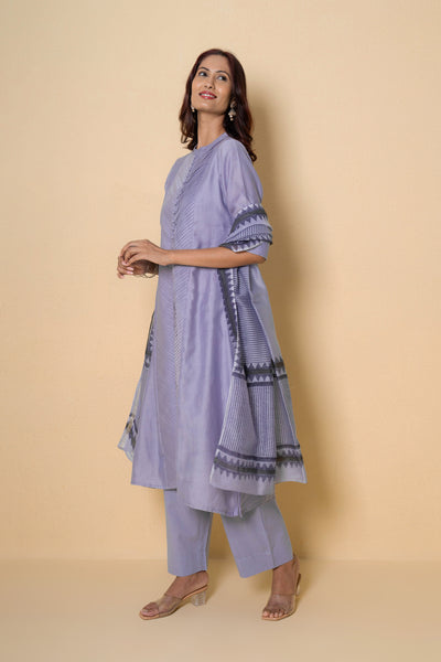 Lavender Haze Block Print Chanderi Suit Set
