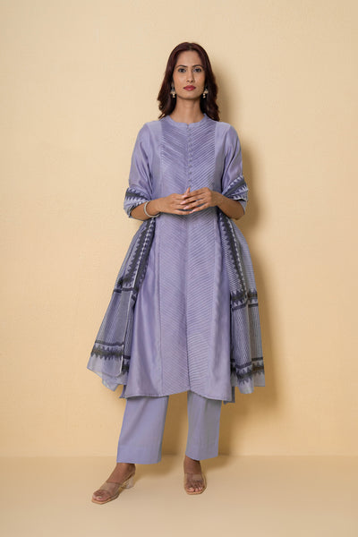 Lavender Haze Block Print Chanderi Suit Set