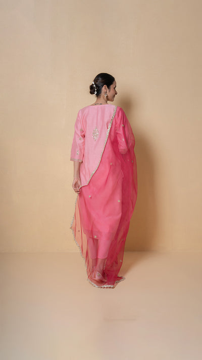 Rose Blush Gota Patti Chanderi Suit Set