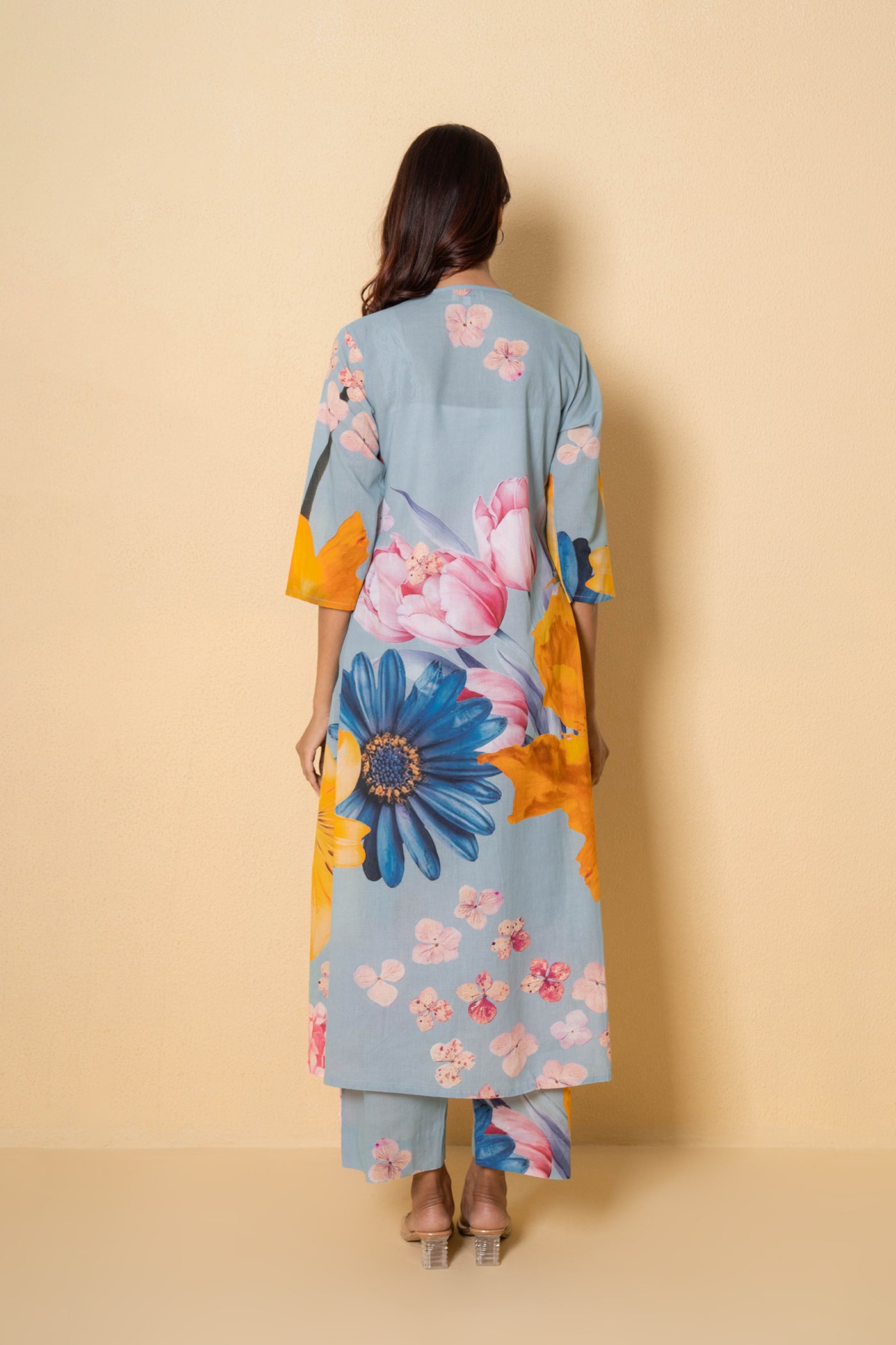 Aqua Marine Digital Print Cotton Kurta Set