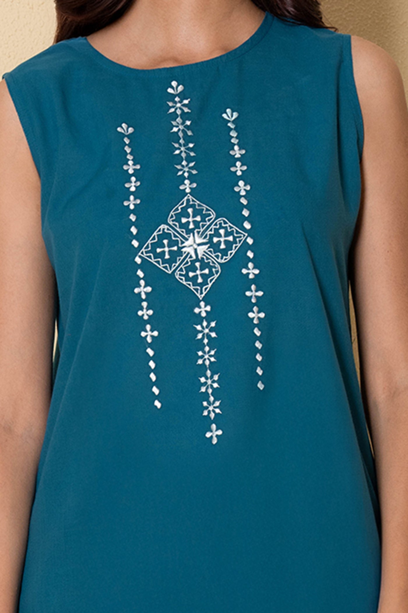 Ocean Dew Embroidered Blue Cotton Kurta Set