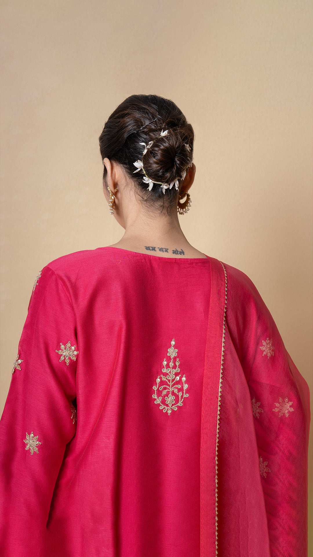 Cherry Dusk Marori Work Red Chanderi Suit Set
