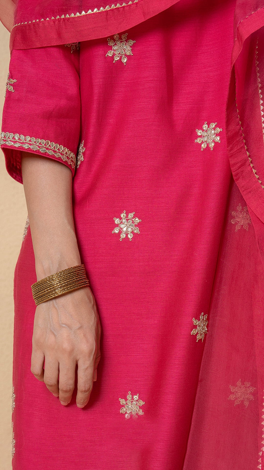 Cherry Dusk Marori Work Red Chanderi Suit Set