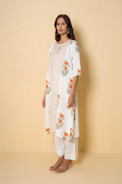 Floral Ember Block Print Cotton Kurta Set