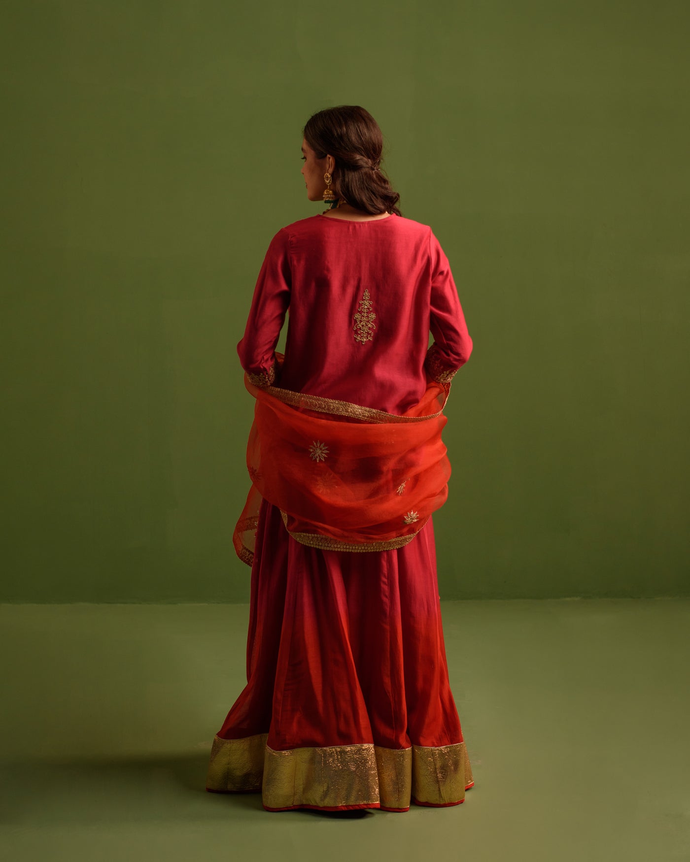 Crimson Glory Gota Patti Chanderi Lehanga Set