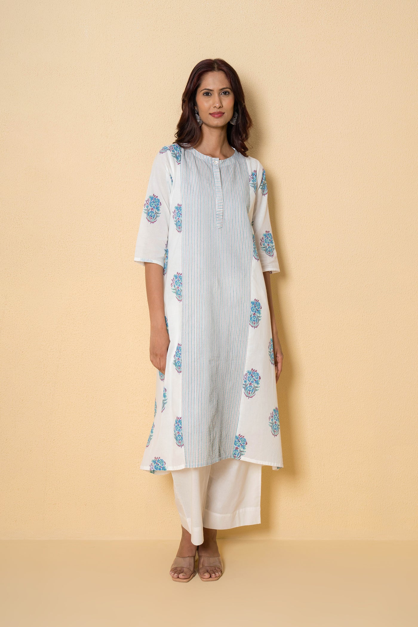 Moonflower Block Print Cotton Kurta Set