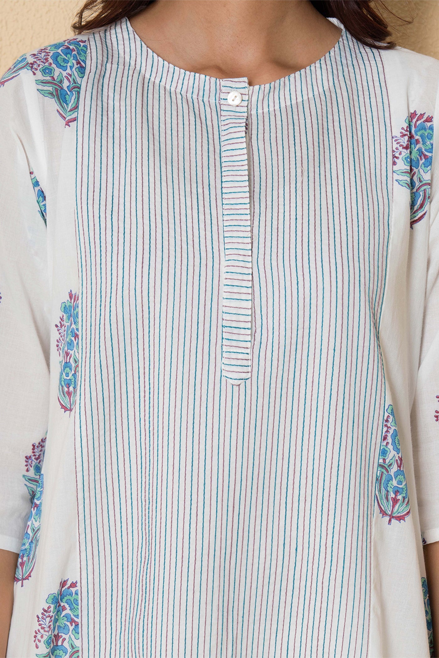 Moonflower Block Print Cotton Kurta Set