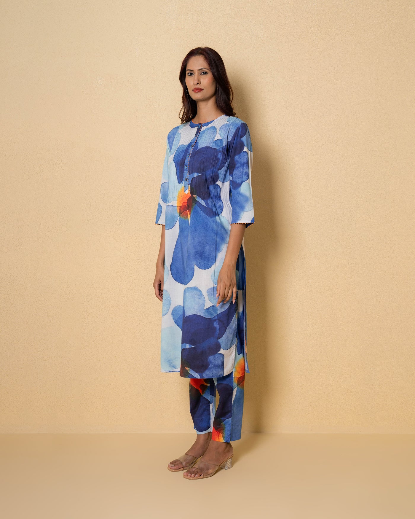 Cobalt Cloud Digital Print Cotton Kurta Set