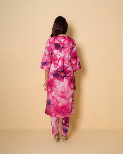 Rose Bloom Digital Print Cotton Kurta Set