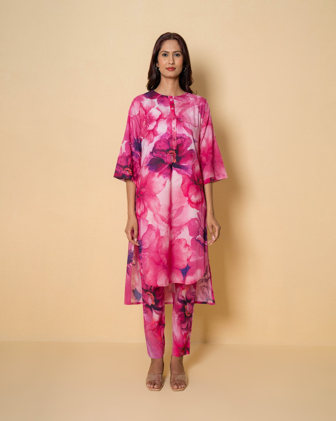 Rose Bloom Digital Print Cotton Kurta Set