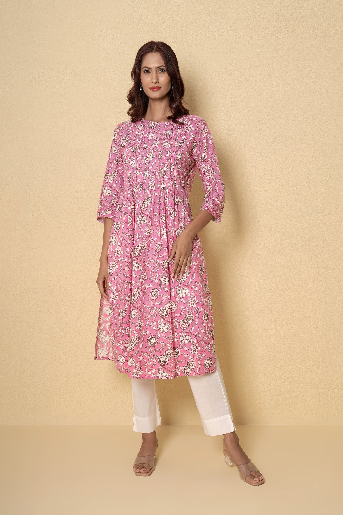 Pink Reverie Block Print Cotton Kurta Set