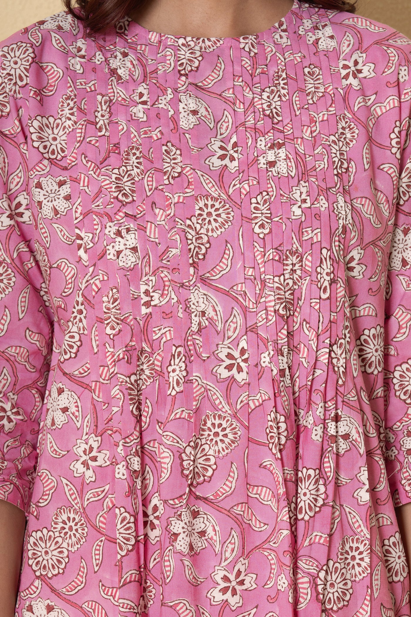 Pink Reverie Block Print Cotton Kurta Set