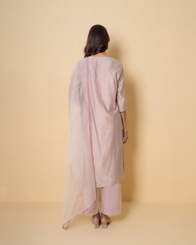 Bare Blush Embroidered Chanderi Suit Set