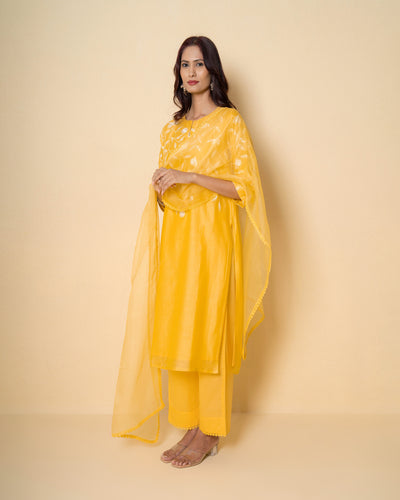 Amber Flora Embroidered Chanderi Suit Set