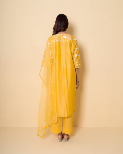 Amber Flora Embroidered Chanderi Suit Set