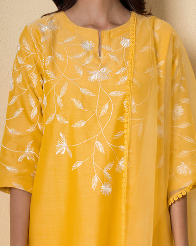 Amber Flora Embroidered Chanderi Suit Set