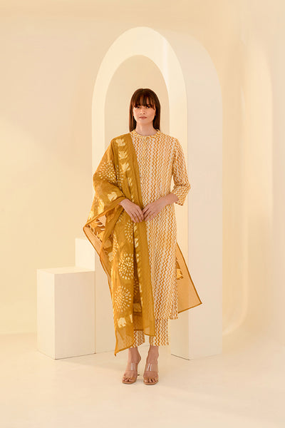 Pale & Mustard Mulmul Suit Set