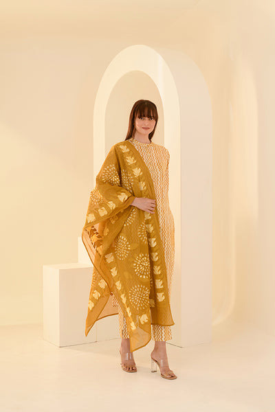 Pale & Mustard Mulmul Suit Set