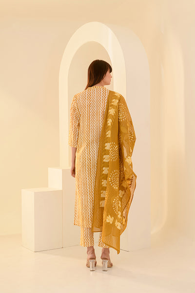 Pale & Mustard Mulmul Suit Set