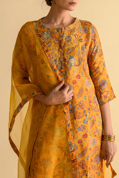 Blooming Yellow Floral Print Suit Set