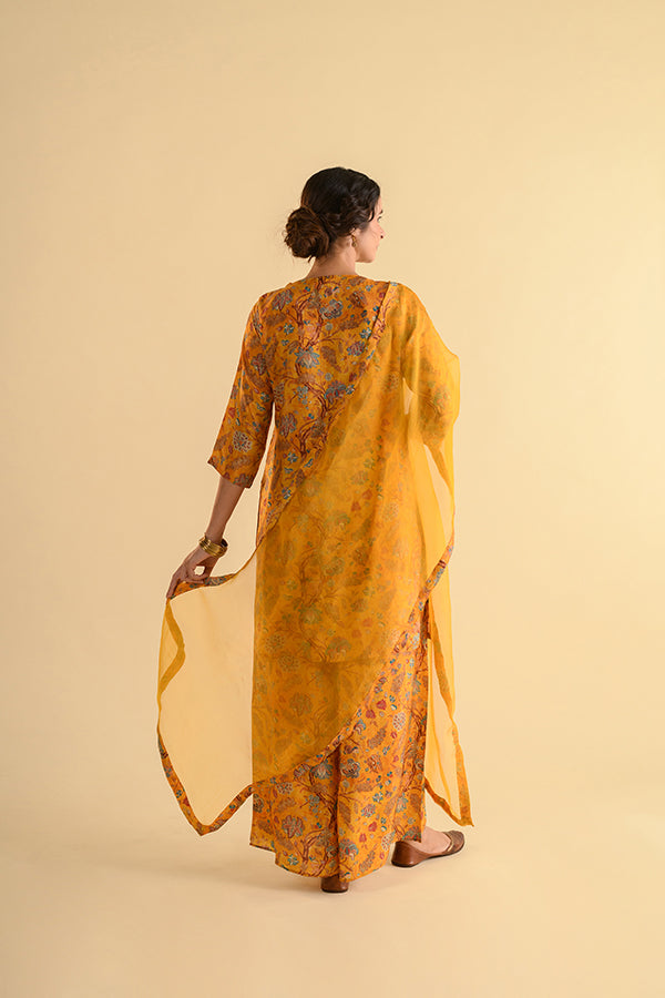 Blooming Yellow Floral Print Suit Set