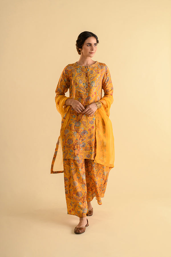 Blooming Yellow Floral Print Suit Set