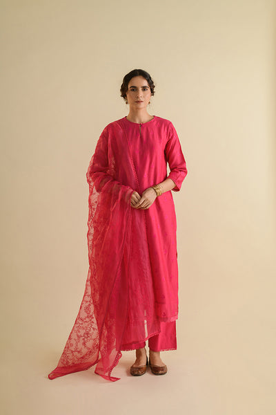 Magenta Love Embroidered Chanderi Suit Set