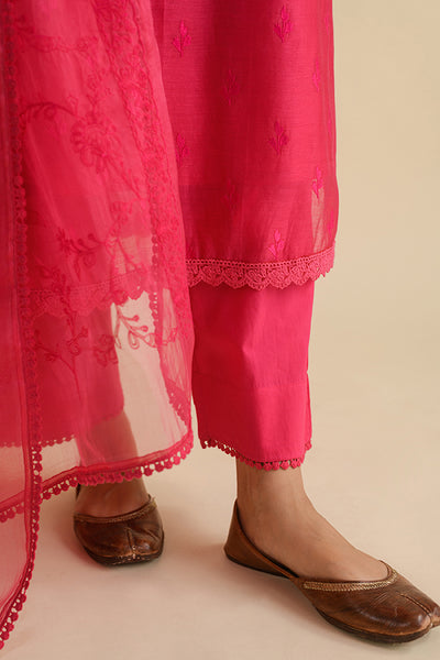 Magenta Love Embroidered Chanderi Suit Set