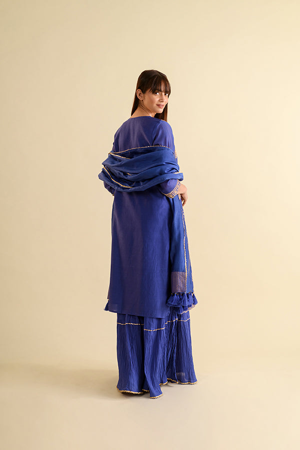 Persian Blue Gota Work Chanderi Suit Set