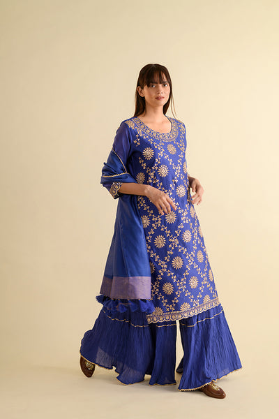 Persian Blue Gota Work Chanderi Suit Set