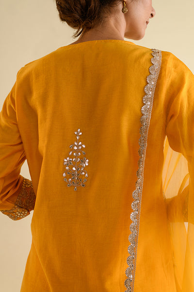 Saffron Yellow Gota Patti Chanderi Suit Set