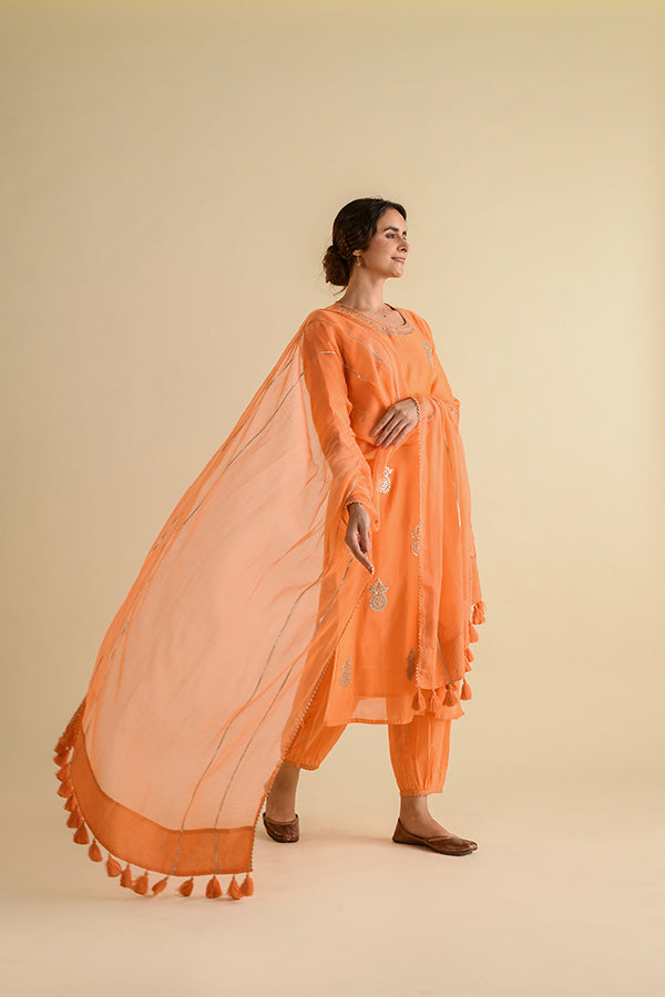 Dreamy Melon Gota Work Chanderi Suit Set