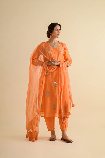 Dreamy Melon Gota Work Chanderi Suit Set