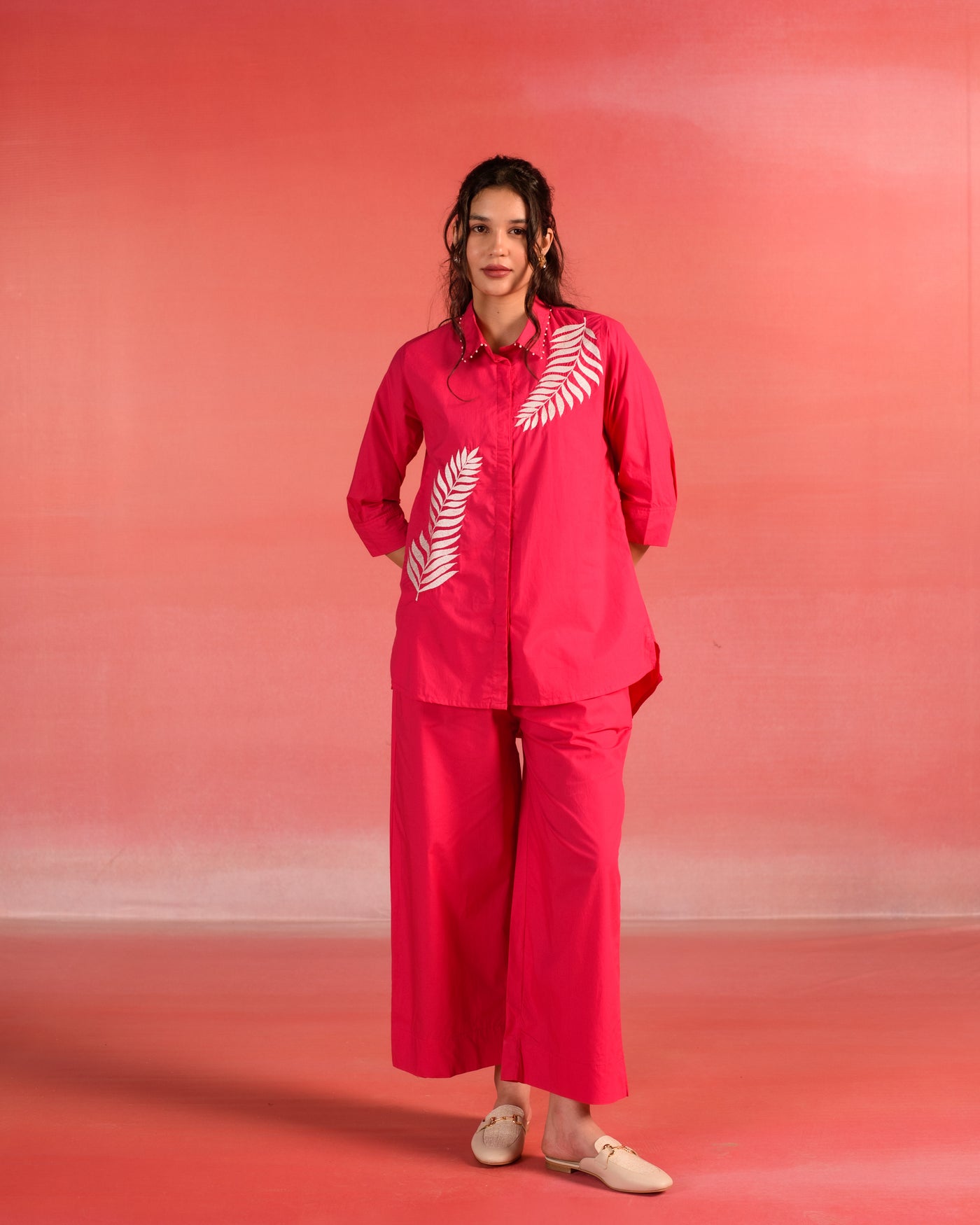 Sunset Charm Embroidered Poplin Co-ord Set