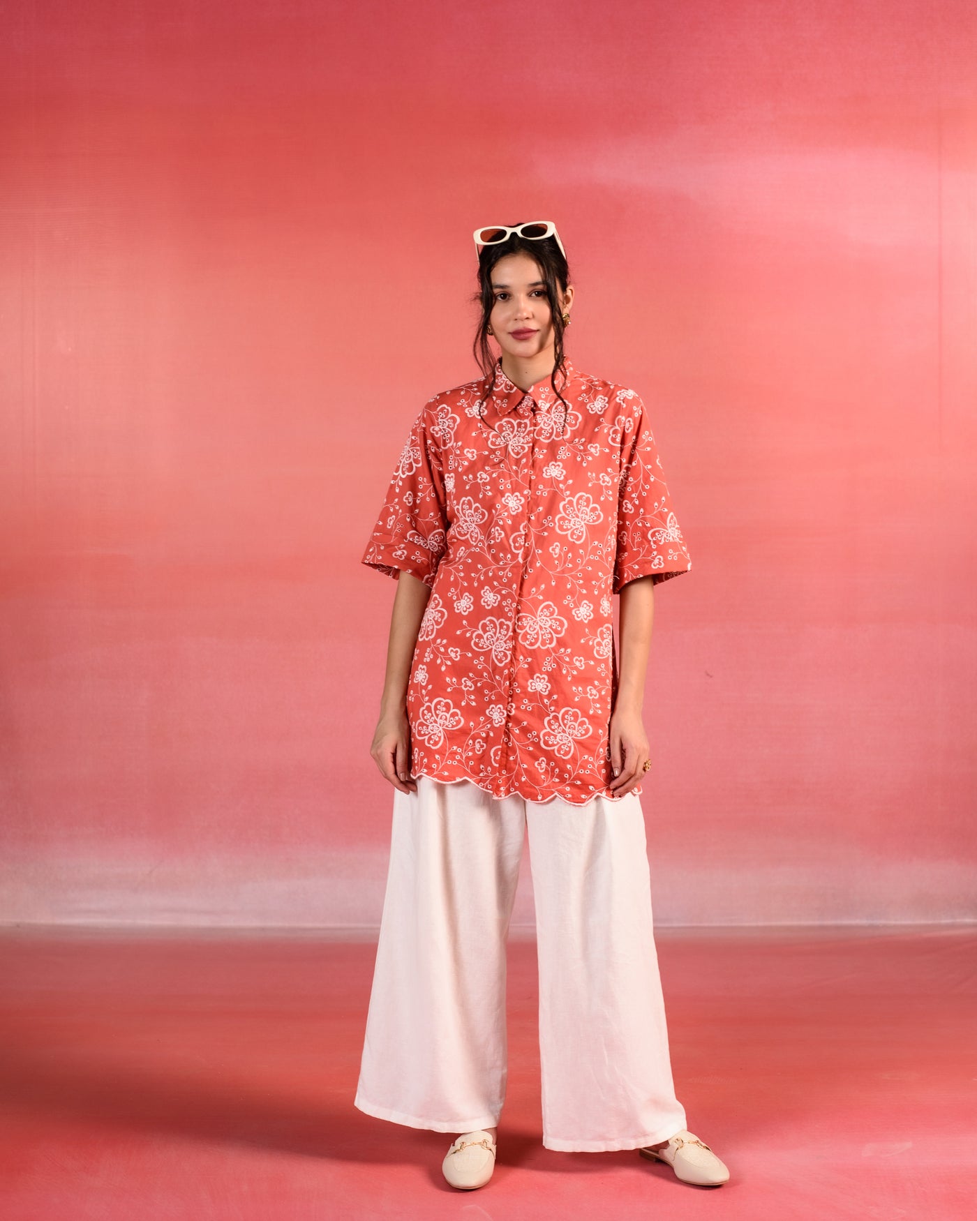 Scarlet Flora Embroidered Poplin Shirt