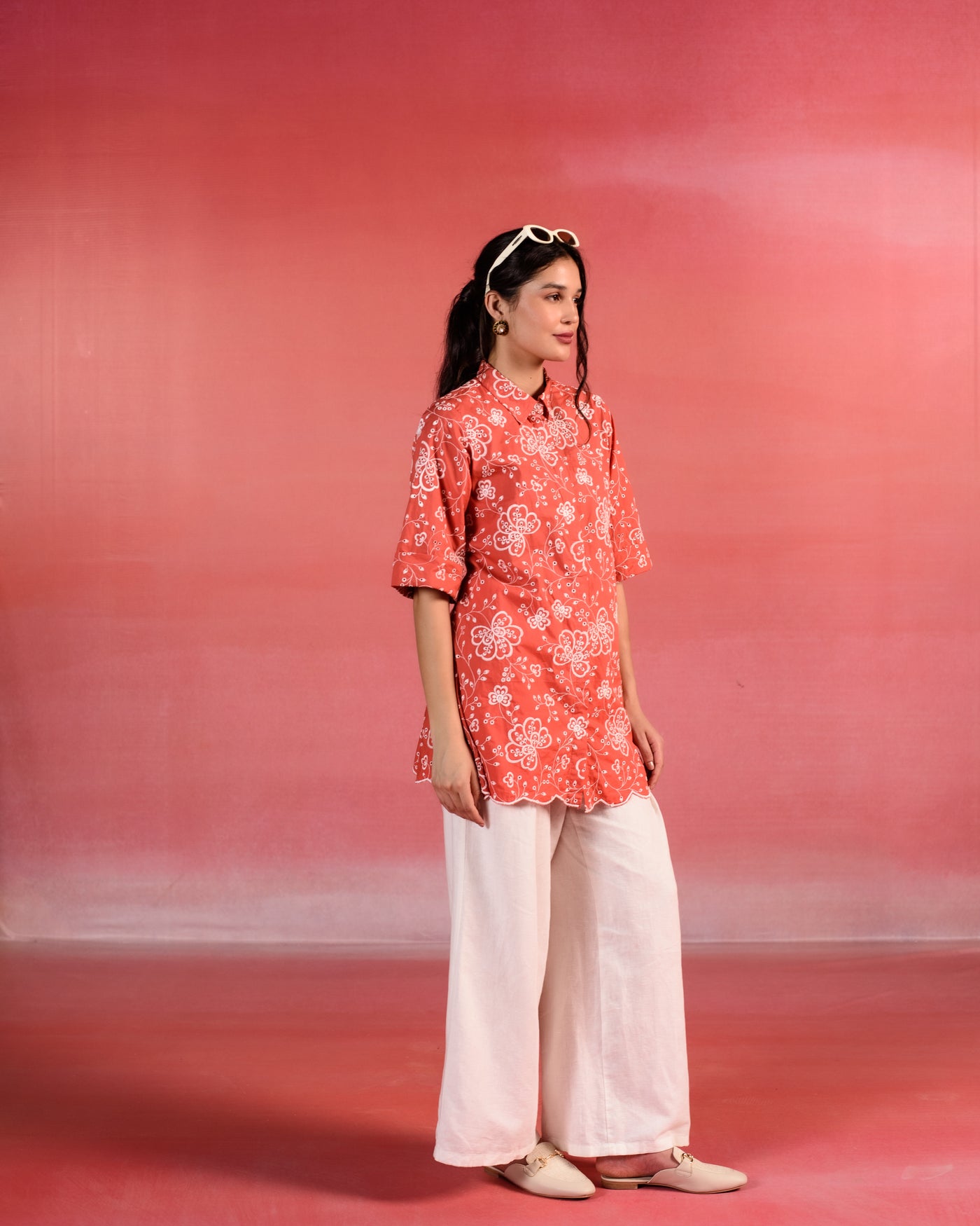 Scarlet Flora Embroidered Poplin Shirt