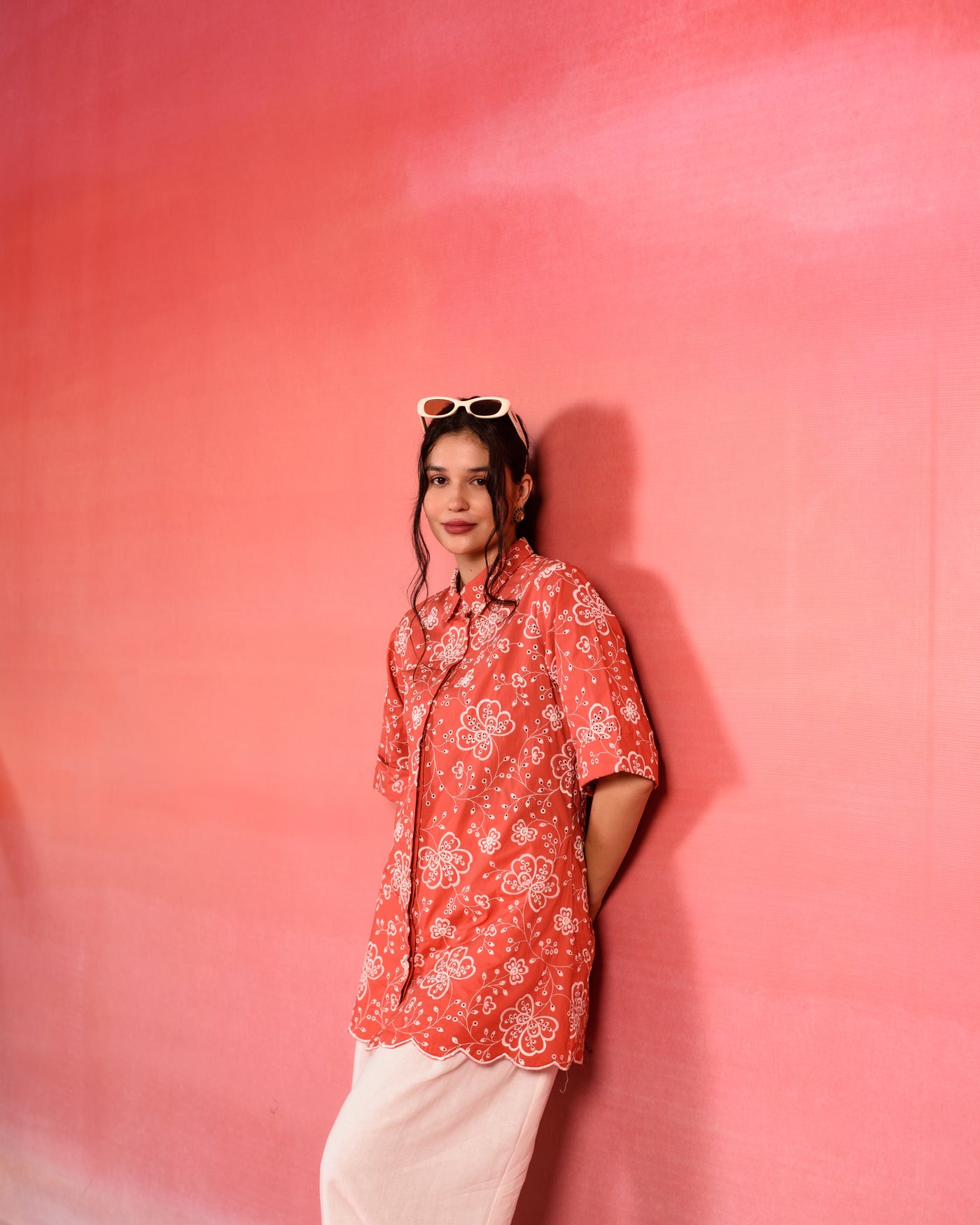 Scarlet Flora Embroidered Poplin Shirt