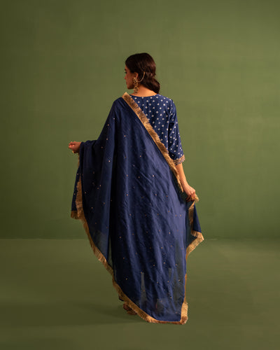 Evening Ocean Bandhej Gota Patti Blue Chanderi Suit Set