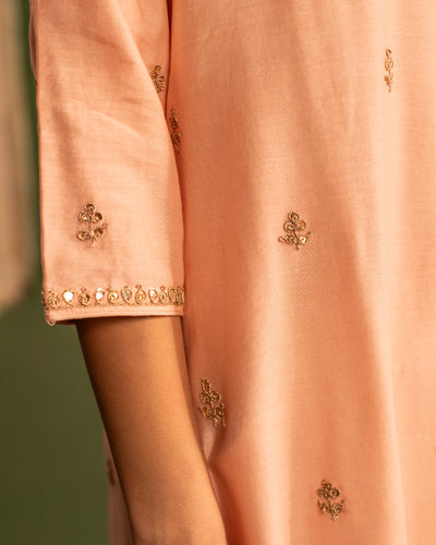 Light Salmon Marori Work Chanderi Suit set