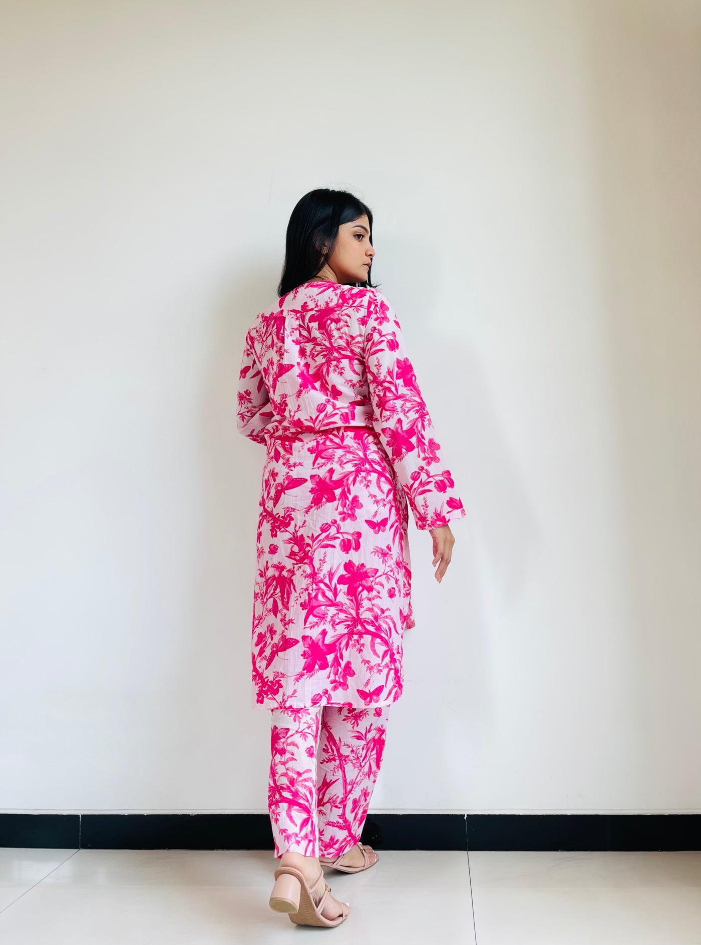 Pink Blossom Floral Print Cotton Co-ord Set